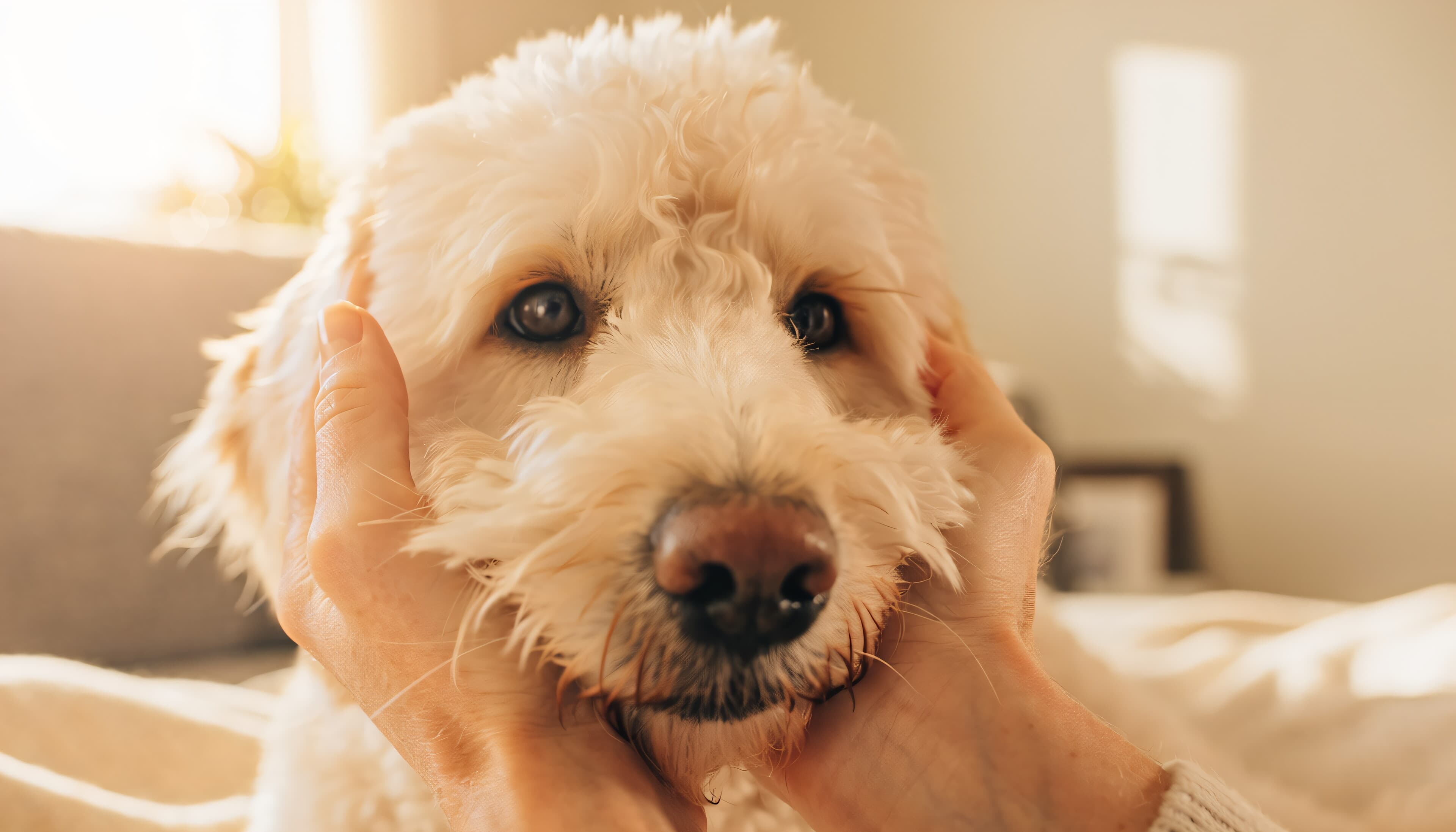 A rescued doodle being cared for in a foster home